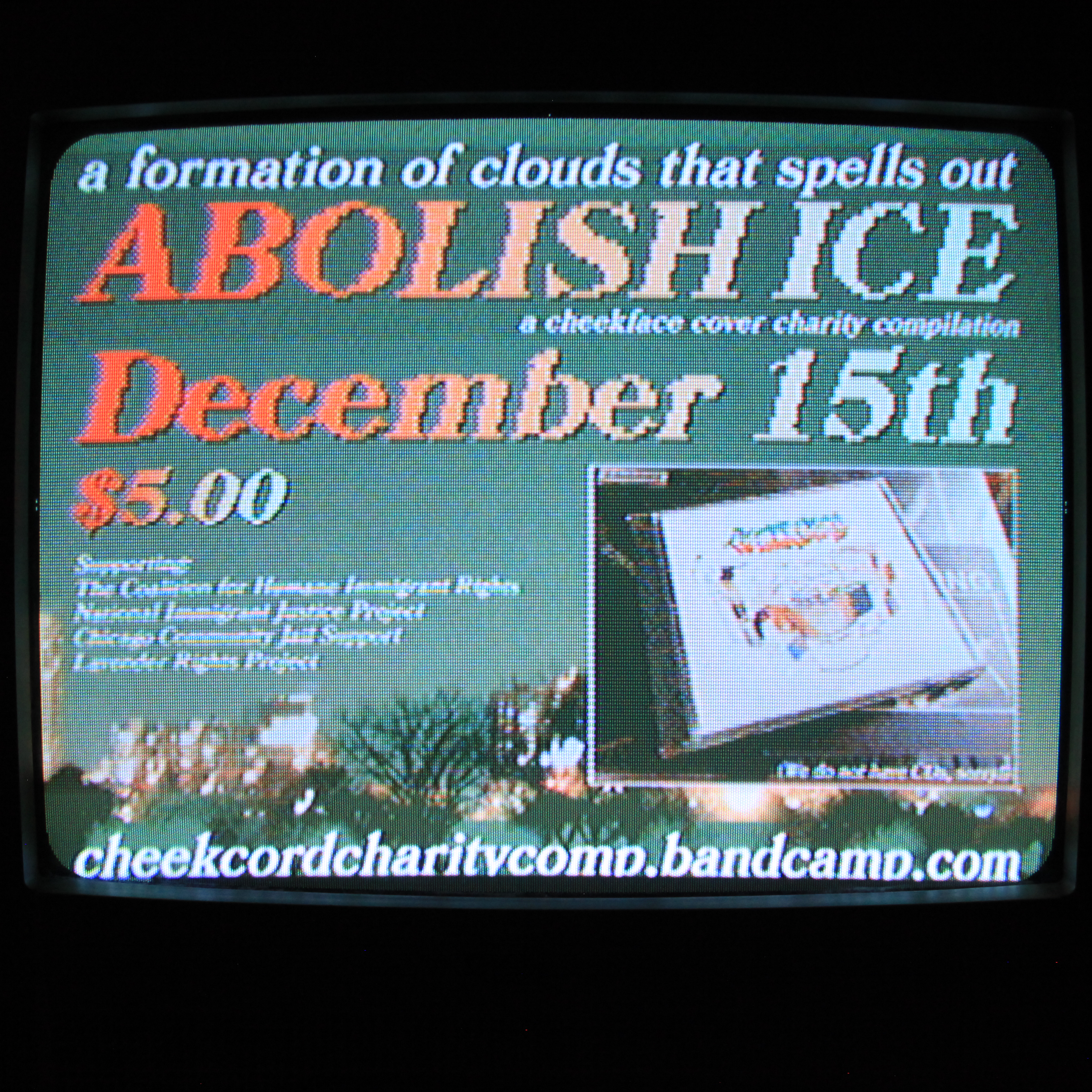 Ad for the album displayed on a CRT cut to Instagram size.